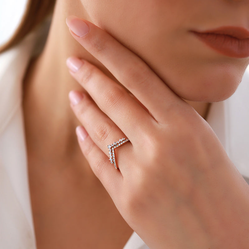Wishbone | Diamond Ring | 0.38 Cts. | 14K Gold Gilda by Gradiva Inc.