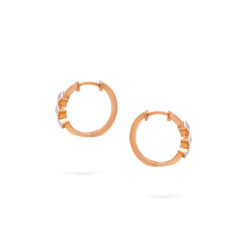 Minnies Hoops | Triple Diamond Earrings | 0.13 Cts. | 14K Gold Gilda by Gradiva Inc.