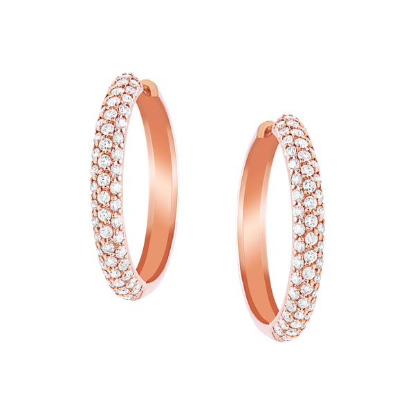 Goldens Pavé Hoops  | Large Diamond Earrings | 0.79 Cts. | 14K Gold Gilda by Gradiva Inc.