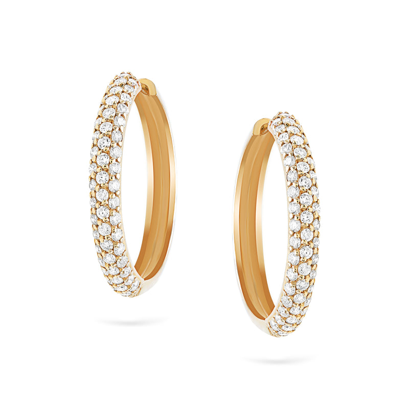 Goldens Pavé Hoops  | Large Diamond Earrings | 0.79 Cts. | 14K Gold Gilda by Gradiva Inc.