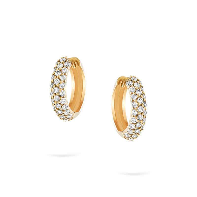 Goldens Pavé Hoops  | Small Diamond Earrings | 0.43 Cts. | 14K Gold Gilda by Gradiva Inc.