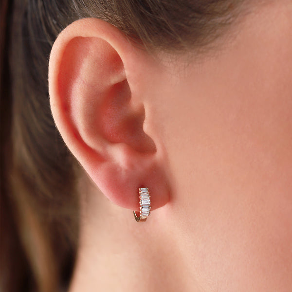 Baguette Hoops | Diamond Earrings | 0.48 Cts. | 14K Gold Gilda by Gradiva Inc.
